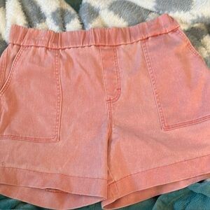 Lee Pink Jean Shorts Relaxed Fit Elastic Waistband